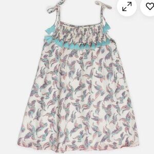 NWT egg New York Cordelia bird-print dress - 10Y - lined, tassels, teal & pink